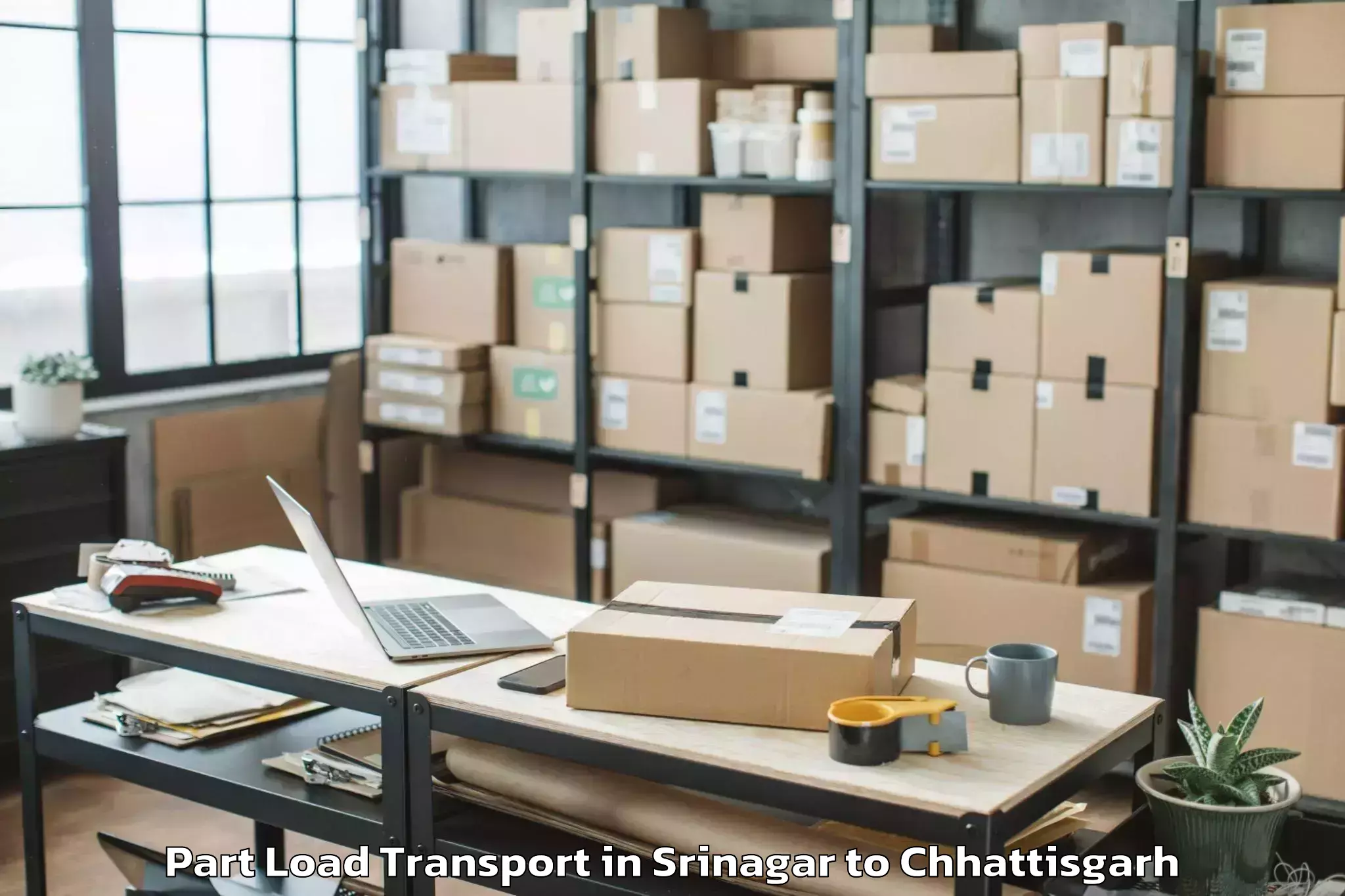 Book Srinagar to Ambikapur Part Load Transport Online